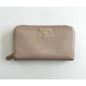 Prada Wallet Saffiano Lux Leather Continental Zip Minimalist Classic Capsule